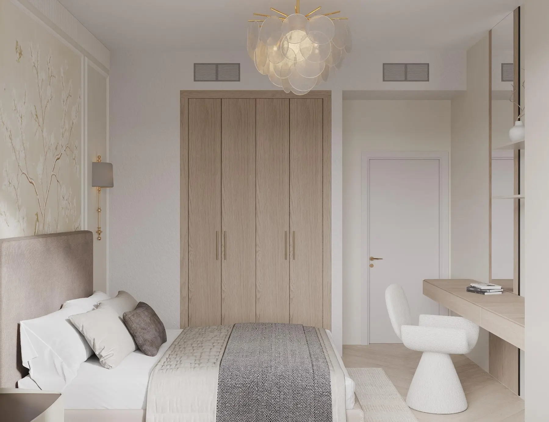 Custom bedroom workspace and wardrobe