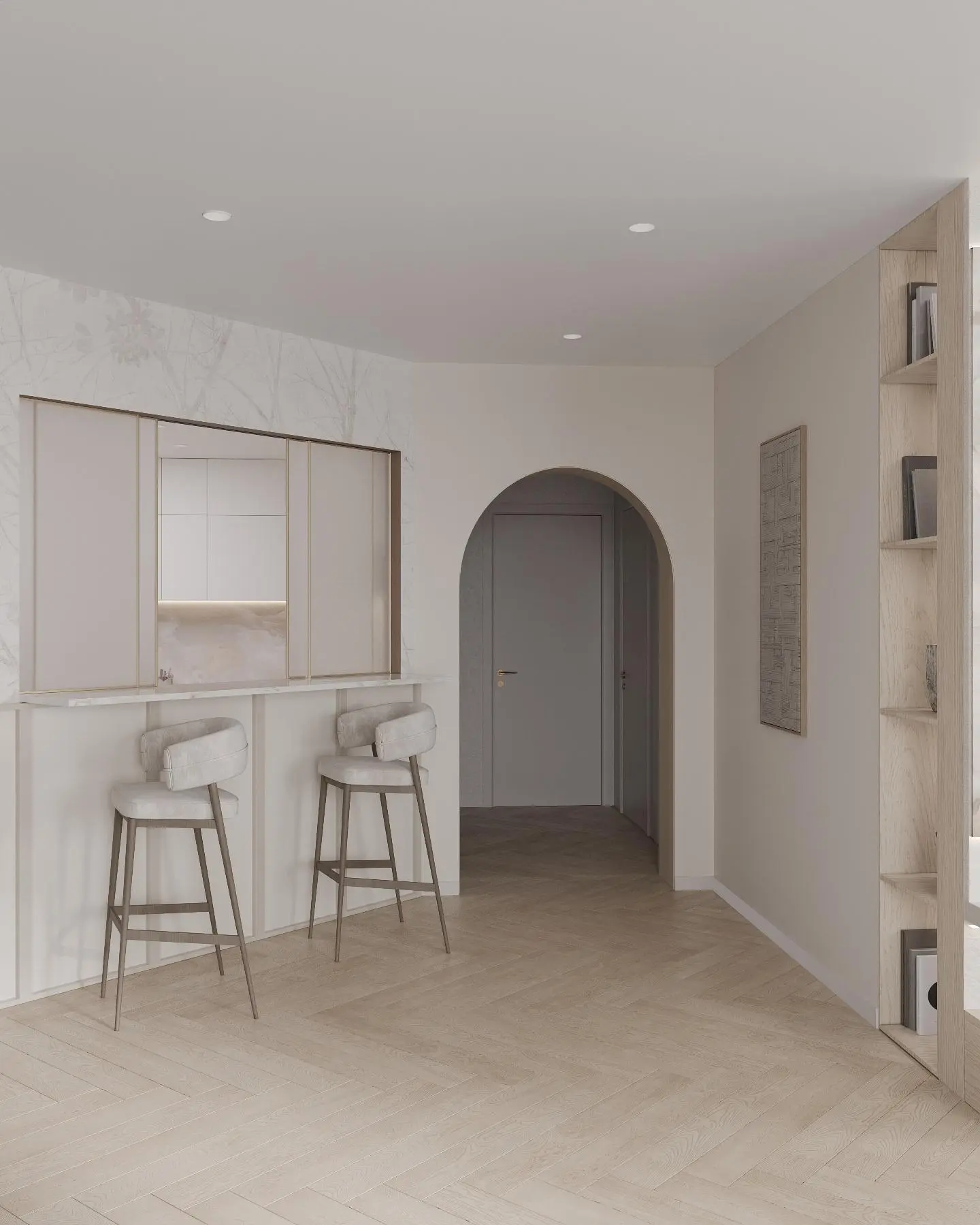 Open dining and kitchen interior in a Dubai apartment