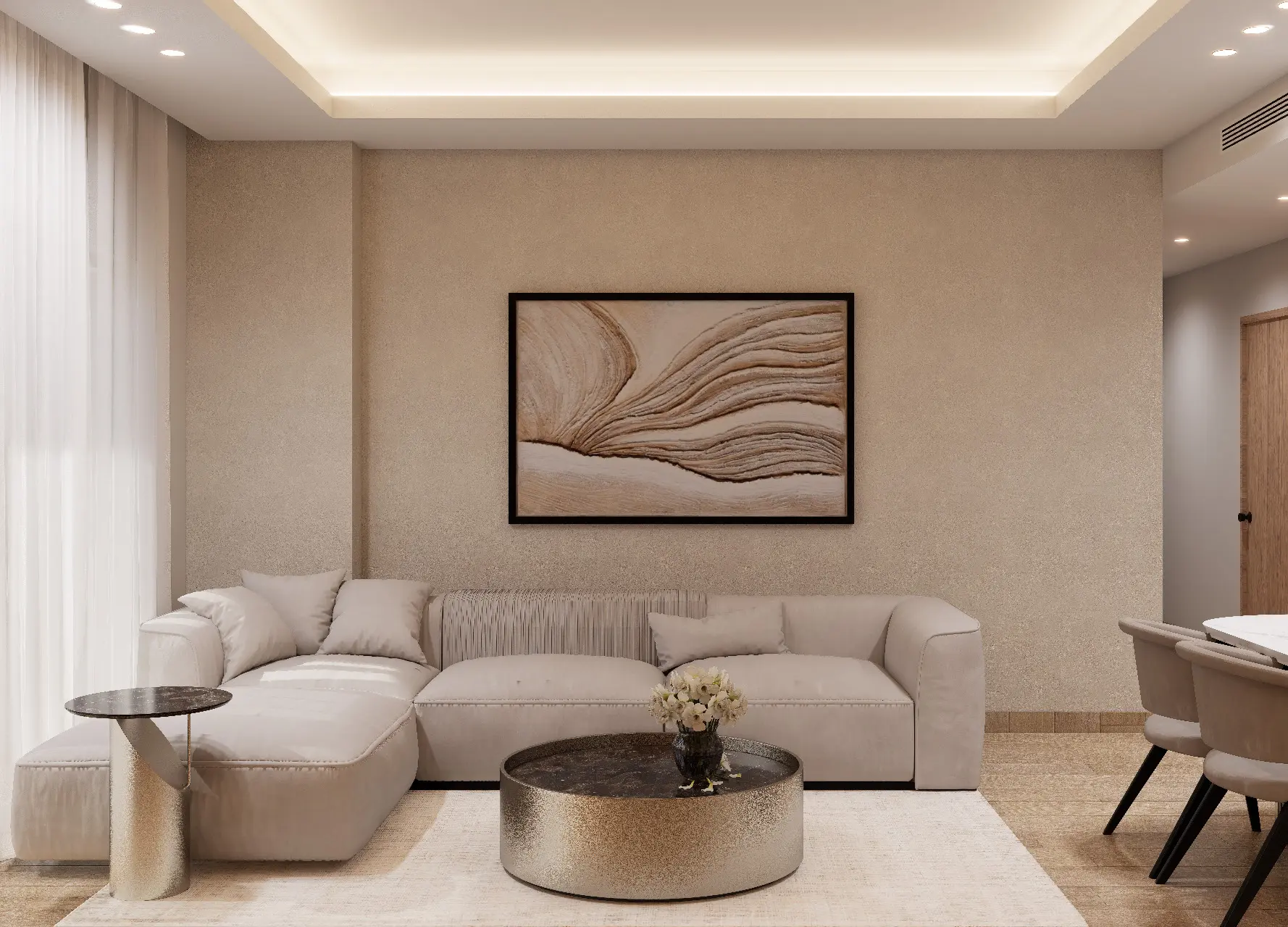 Soft neutral modern lounge interior