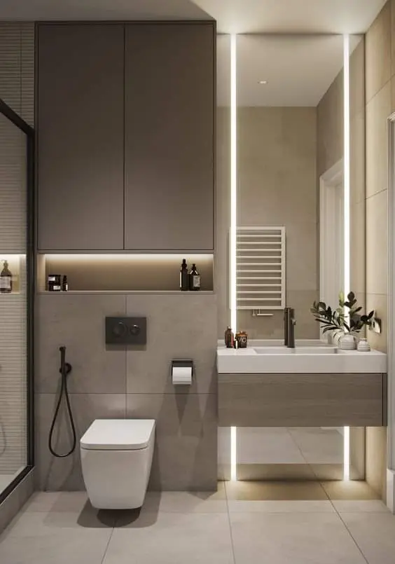 Neutral contemporary bathroom renovation