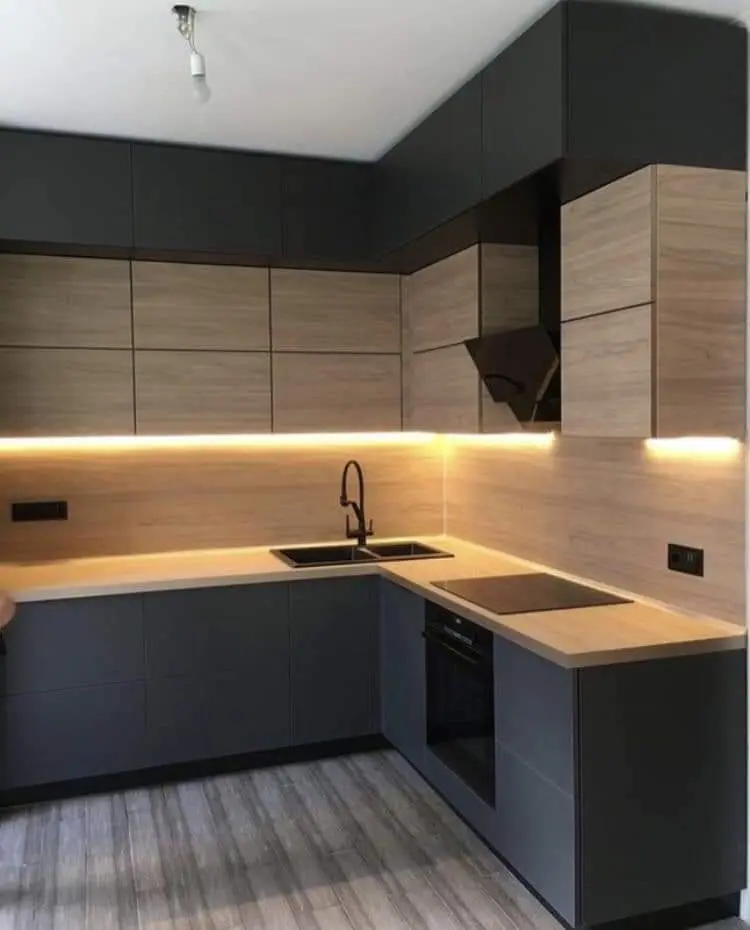 Custom charcoal and wood kitchen renovation