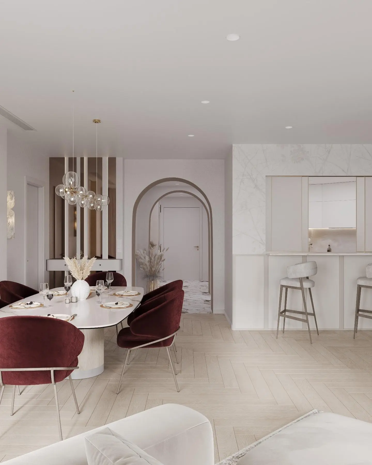 Open-plan apartment living and dining renovation