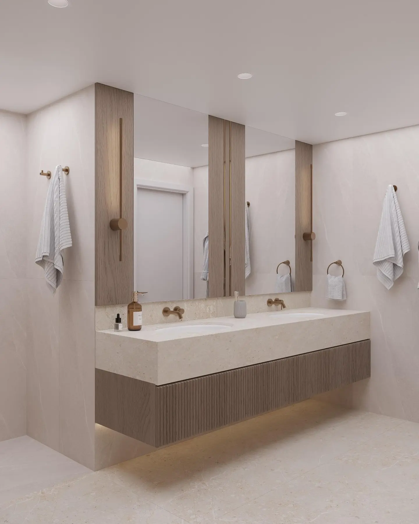 Double vanity modern bathroom renovation