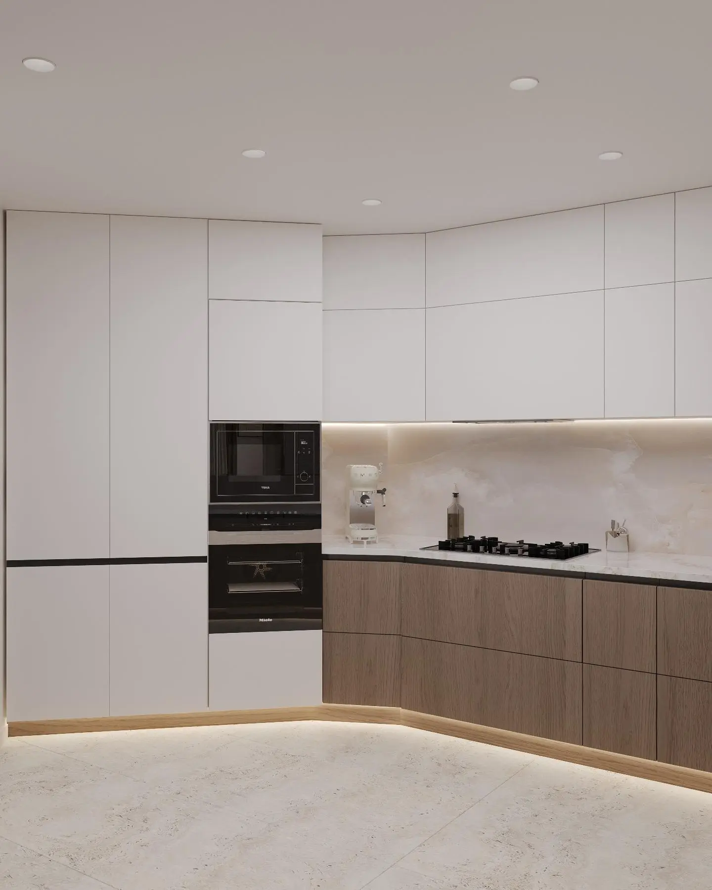 Curved custom kitchen cabinetry renovation